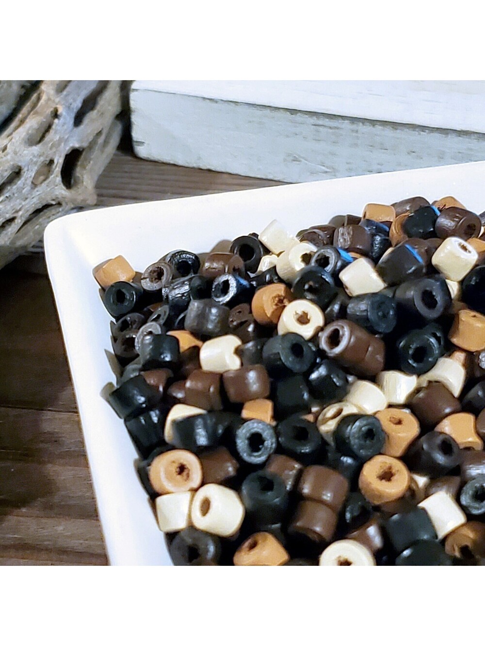 Bulk Lot Sustainable Round Heishi Wood Beads 5x4mm Brown Black Tan White 100 pcs